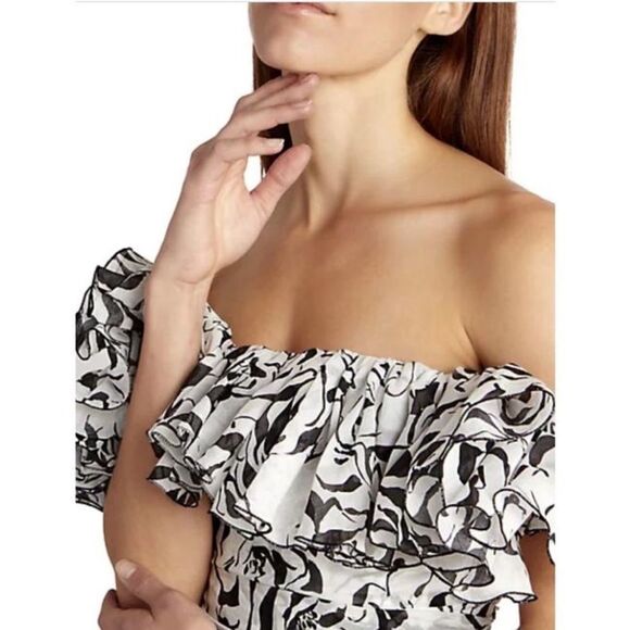 ALEXANDRE VAUTHIER Black And White Ruffled Mini Dress - Picture 4 of 13